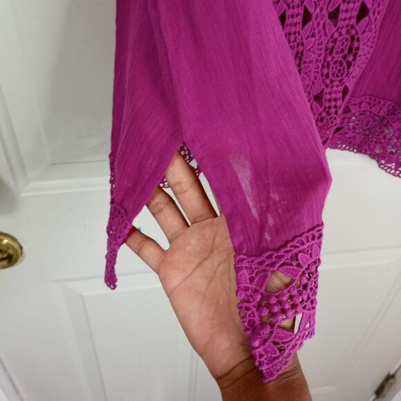 La Blanca Womens Crochet Trim Tunic Cover-Up Pink S 100% Cotton - Picture 5 of 11